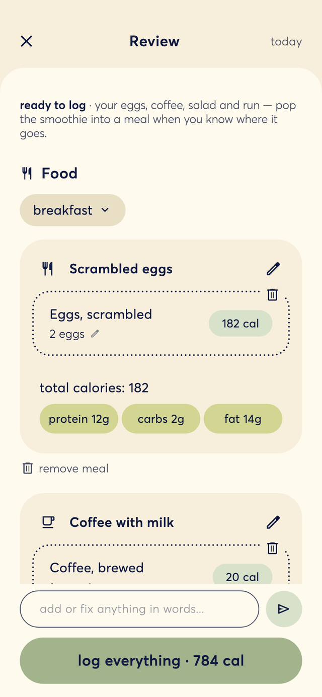 WellSavvy reading your meal back to you