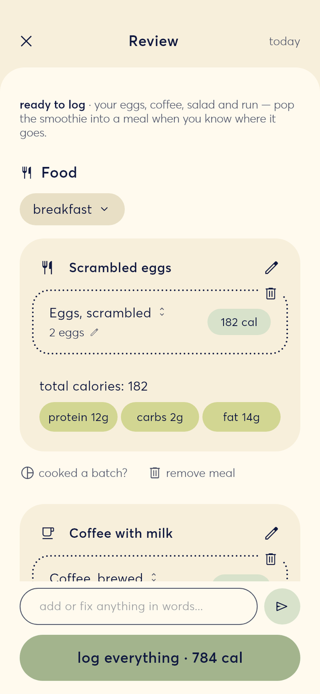 WellSavvy reading your meal back to you
